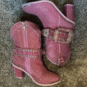 Dolls kill Rhinestones Sheriff Shine Boots Pink Size 6